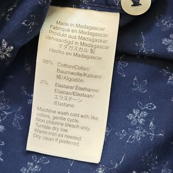 J. Crew Long Sleeve Button-Down Shirt Men's Large Blue Floral Classic Stretch - Picture 7 of 14